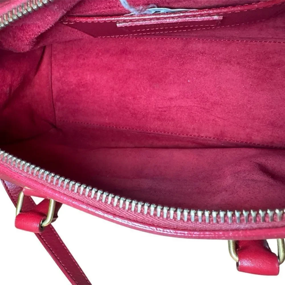 SAINT LAURENT Red Leather 2way YSL Classic Baby Duffle Bag